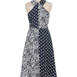 Ann Taylor Navy and White Halter Neck Sundress Sz 4